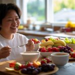 Desayuno saludable con frutas, yogur y café: alimentos que podrían reducir el tinnitus o zumbido en los oídos